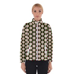 Pattern Flowers White Green Winter Jacket