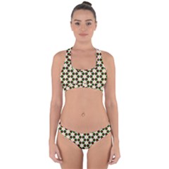 Pattern Flowers White Green Cross Back Hipster Bikini Set