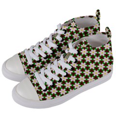 Pattern Flowers White Green Women s Mid-top Canvas Sneakers by HermanTelo