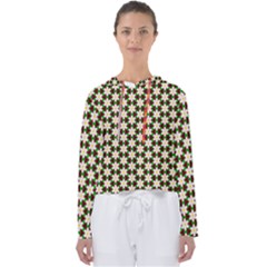 Pattern Flowers White Green Women s Slouchy Sweat by HermanTelo