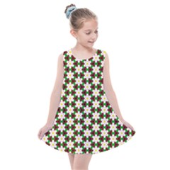 Pattern Flowers White Green Kids  Summer Dress