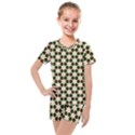 Pattern Flowers White Green Kids  Mesh Tee and Shorts Set View1