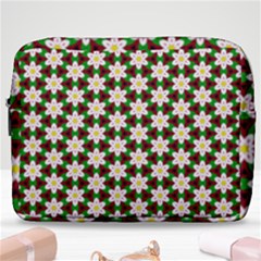 Pattern Flowers White Green Make Up Pouch (large) by HermanTelo