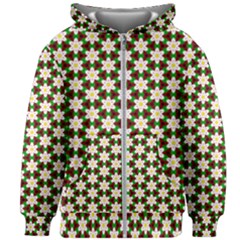 Pattern Flowers White Green Kids  Zipper Hoodie Without Drawstring