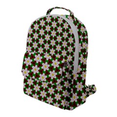 Pattern Flowers White Green Flap Pocket Backpack (large)