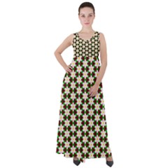 Pattern Flowers White Green Empire Waist Velour Maxi Dress by HermanTelo