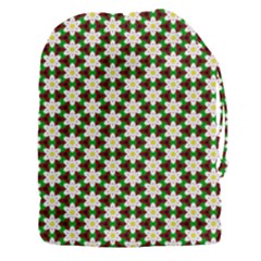 Pattern Flowers White Green Drawstring Pouch (xxxl)