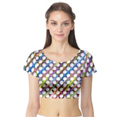 Rings Geometric Circles Random Short Sleeve Crop Top by HermanTelo