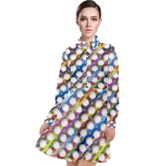 Rings Geometric Circles Random Long Sleeve Chiffon Shirt Dress