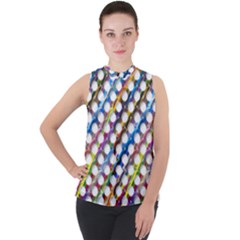 Rings Geometric Circles Random Mock Neck Chiffon Sleeveless Top