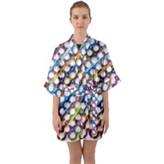 Rings Geometric Circles Random Quarter Sleeve Kimono Robe