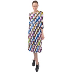 Rings Geometric Circles Random Ruffle End Midi Chiffon Dress by HermanTelo