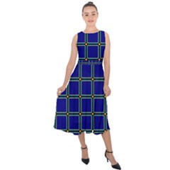 Background Pattern Design Geometric Midi Tie-back Chiffon Dress