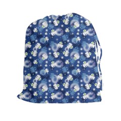 White Flowers Summer Plant Drawstring Pouch (xxl)