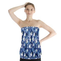 White Flowers Summer Plant Strapless Top