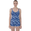 White Flowers Summer Plant Tie Front Two Piece Tankini View1