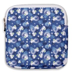 White Flowers Summer Plant Mini Square Pouch by HermanTelo