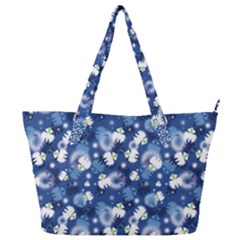 White Flowers Summer Plant Full Print Shoulder Bag