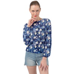 White Flowers Summer Plant Banded Bottom Chiffon Top