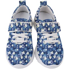 White Flowers Summer Plant Kids  Velcro Strap Shoes