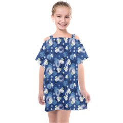 White Flowers Summer Plant Kids  One Piece Chiffon Dress by HermanTelo