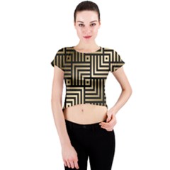 Geometric Pattern   Seamless Luxury Gold Vector Crew Neck Crop Top by Sudhe