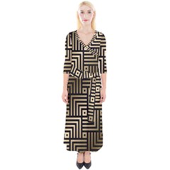 Geometric Pattern   Seamless Luxury Gold Vector Quarter Sleeve Wrap Maxi Dress by Sudhe