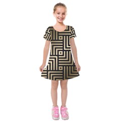 Geometric Pattern   Seamless Luxury Gold Vector Kids  Short Sleeve Velvet Dress by Sudhe