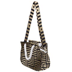 Geometric Pattern   Seamless Luxury Gold Vector Rope Handles Shoulder Strap Bag