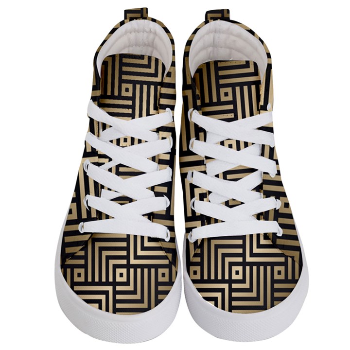 Geometric Pattern   Seamless Luxury Gold Vector Kids  Hi-Top Skate Sneakers