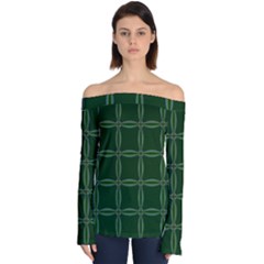 Background Pattern Design Geometric Green Off Shoulder Long Sleeve Top by Sudhe