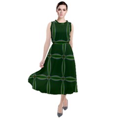 Background Pattern Design Geometric Green Round Neck Boho Dress