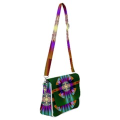 Abstract Art Fractal Creative Green Shoulder Bag With Back Zipper