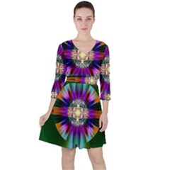 Abstract Art Fractal Creative Green Ruffle Dress