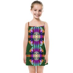 Abstract Art Fractal Creative Green Kids  Summer Sun Dress