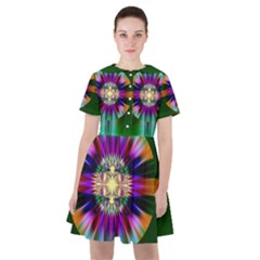 Abstract Art Fractal Creative Green Sailor Dress