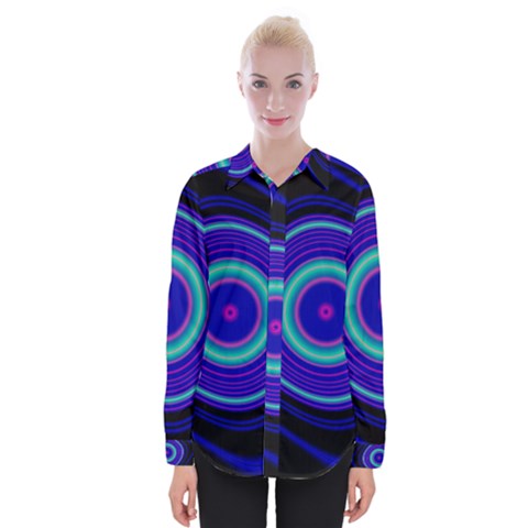 Digital Art Background Pink Blue Womens Long Sleeve Shirt by Sudhe