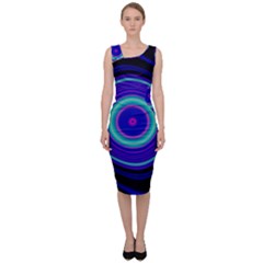 Digital Art Background Pink Blue Sleeveless Pencil Dress by Sudhe