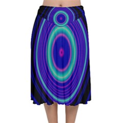 Digital Art Background Pink Blue Velvet Flared Midi Skirt