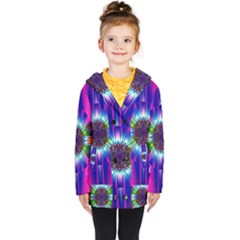 Abstract Art Fractal Creative Pink Kids  Double Breasted Button Coat by Sudhe