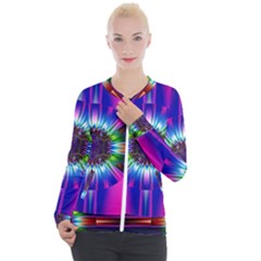 Abstract Art Fractal Creative Pink Casual Zip Up Jacket