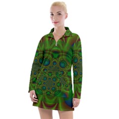 Abstract Background Design Green Women s Long Sleeve Casual Dress