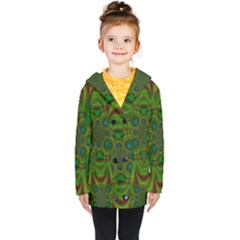 Abstract Background Design Green Kids  Double Breasted Button Coat by Sudhe