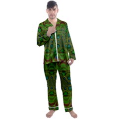 Abstract Background Design Green Men s Satin Pajamas Long Pants Set