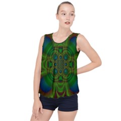 Abstract Background Design Green Bubble Hem Chiffon Tank Top by Sudhe