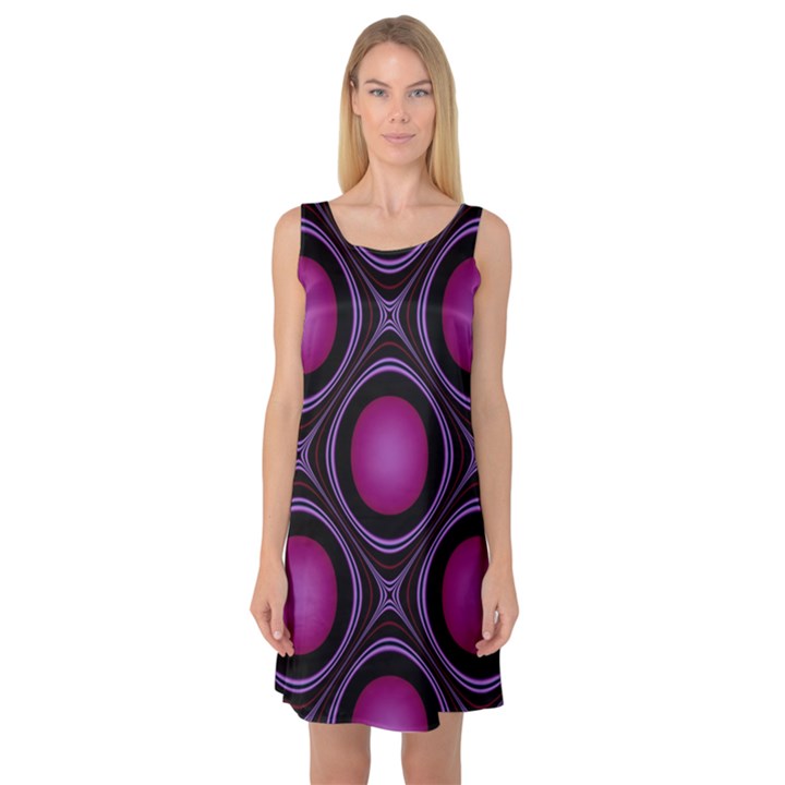 Abstract Background Design Purple Sleeveless Satin Nightdress