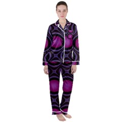 Abstract Background Design Purple Satin Long Sleeve Pyjamas Set by Sudhe