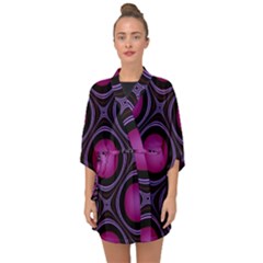 Abstract Background Design Purple Half Sleeve Chiffon Kimono by Sudhe