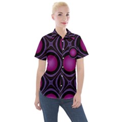 Abstract Background Design Purple Women s Short Sleeve Pocket Shirt