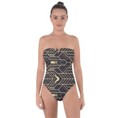 Abstract Art Deco Seamless Pattern Vector Tie Back One Piece Swimsuit by Sudhe